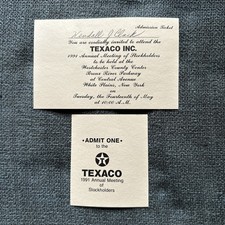 1991 Texaco Annual Meeting Of Stockholders Invitation And Ticket Unused W/ Name