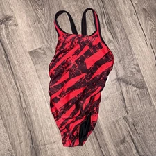 Girls Dolfin Swimsuit Red And Black Size 26