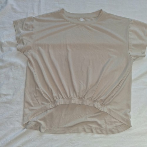 Stylus Damen Beige T-Shirt Kurzarm Freizeit Elastischer Saum Oberteil - Bild 2 von 7