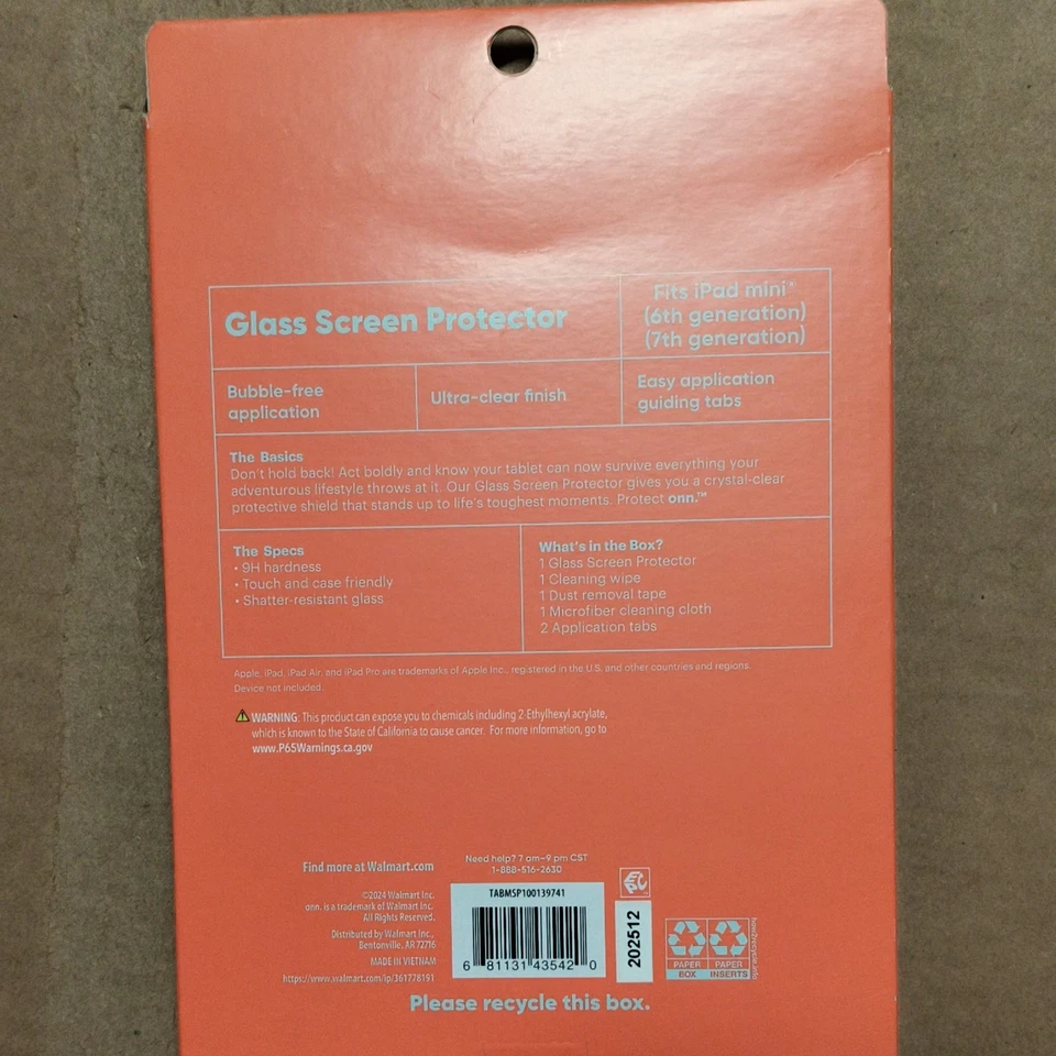 Protect Onn Glass Screen Protector For iPad Mini 1 2 3 Tempered Glass - Image 2 of 3