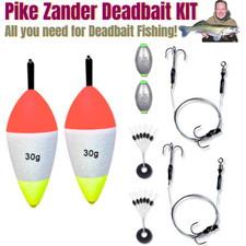 Pike Deadbait Float Kit – 2 Flots, Pike Rigs & Weight – Ready to Fishing - UK