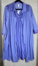 Vtg Vanity Fair Peignoir Set Purple Nylon Nightgown Button Front Robe Med 80-90  