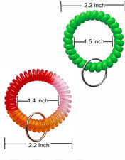 Pack of 6 Colorful Spring Spiral Wrist Coil Key Chain, Wristband Key Ring, Br...