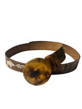 Western Vintage Tooled Casual Full Grain Leather Jean Belt 1-1/2 42" Cowboy