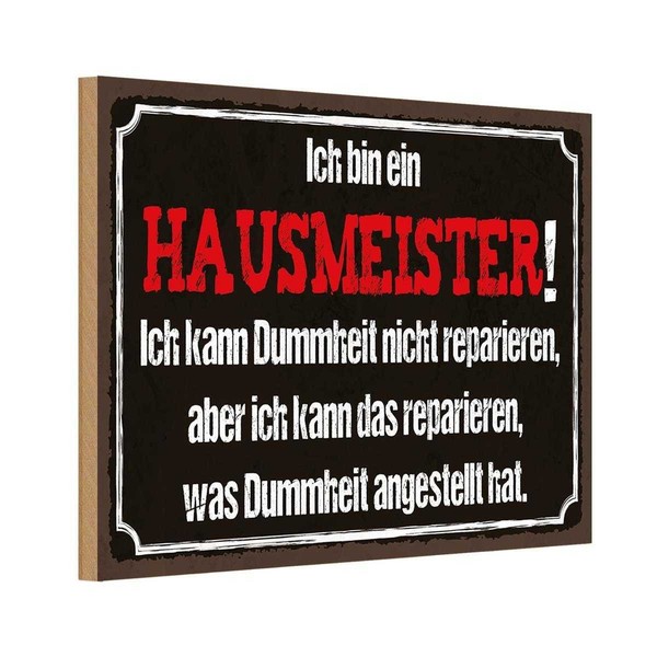 Holzschild 20X30 Cm Bin Hausmeister Kann Reparieren Deko Geschenk Holz Schild-image