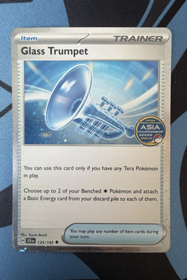 Pokémon TCG Glass Trumpet 135/142 Scarlet & Violet Asia Championship Stamp