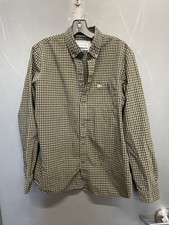 Men  s Lacoste Green  Black Plaid Regular Fit Button Up Long Sleeve Shirt Size M