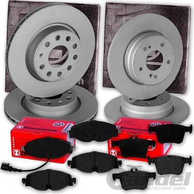 ZIMMERMANN BREMSSCHEIBEN + BELÄGE VORNE + HINTEN für VW GOLF 7 PASSAT 3G TOURAN