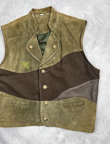 Vintage 90s Leather/wool vest men’s streetwear retro style  size  - Picture 3 of 8
