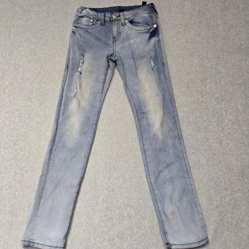 True Religion Geno Relaxed Slim Jeans Boys 12 Blue Distressed Denim Youth Pants - Image 2 of 4