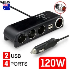 4 Way USB Charger Car Cigarette Lighter Socket 12V Splitter Power Adapter 120W