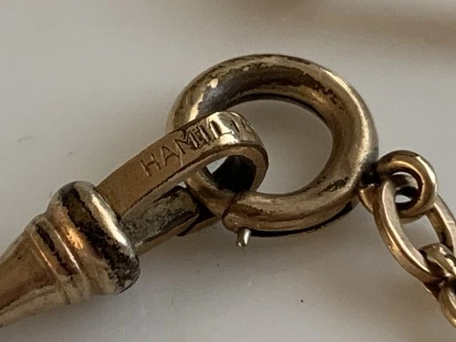 Marked HAMILTON Antique Rod-LInk Gold Filled Pocketwatch Chain - $39 NOW - SEE!