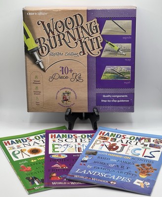 3 - NEW WORLD of WONDER HANDS ON PROJECTS/ACTIVITY BOOKS   + WOOD BURNING KIT