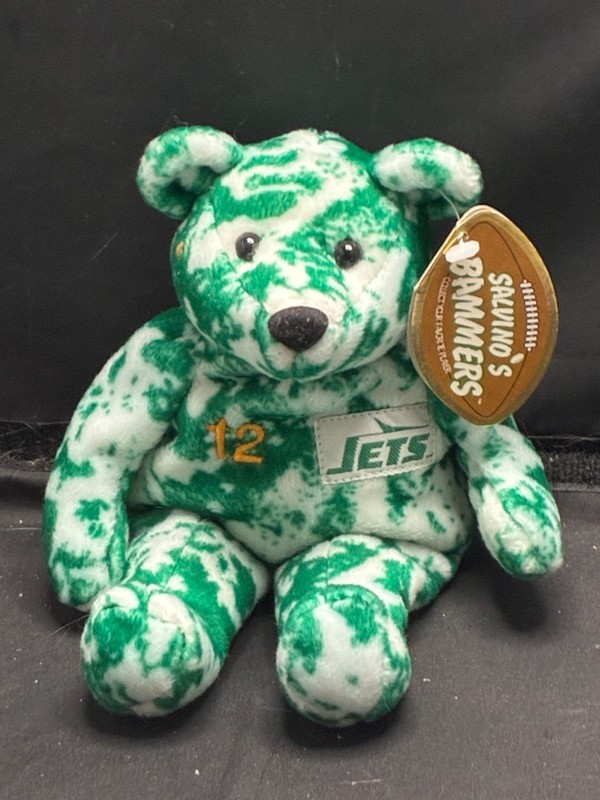 JETS SALVINOS BAMMERS  JOE NAMATH #12  Bean Bear Plush Vintage Bear