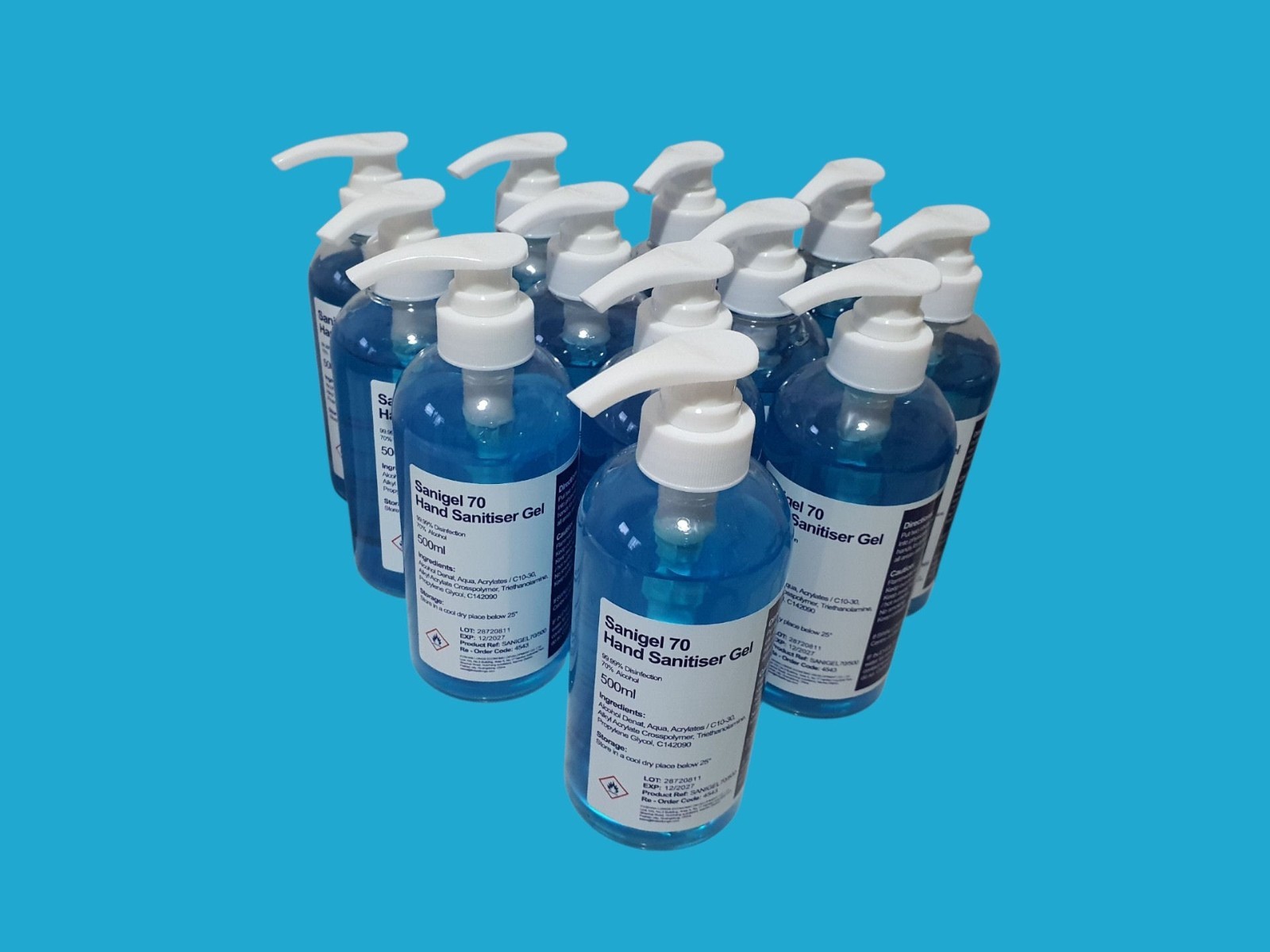 Antibac AntiViral Hand Sanitiser Gel 70% Alcohol 500ML 12 Pack Pump Bottle 1 Box
