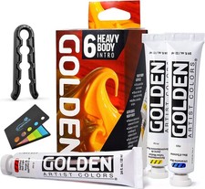 Golden Artist Color Heavy Body Acrylics, 6-Color Intro Set, Professional
