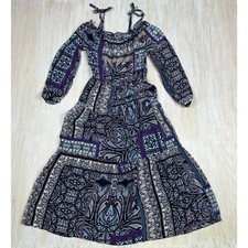 ASOS Patchwork Boho Romantic Cold Shoulder Cottagecore Whimsical Maxi Dress 2