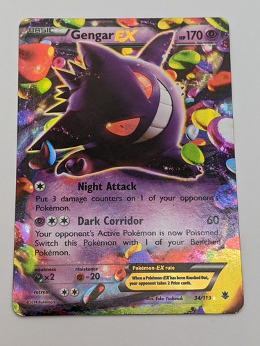 TCG Pokemon XY Phantom Forces Gengar EX 34/119 Basic Ultra Rare 2014: MP - Picture 4 of 13