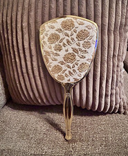 Vintage Ornate Gold Tone Floral Hand Mirror, ...