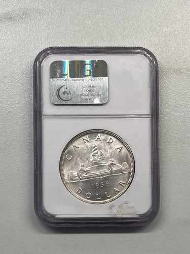 1938 Canada Silver Dollar Uncirculated Graded NGC MS-62