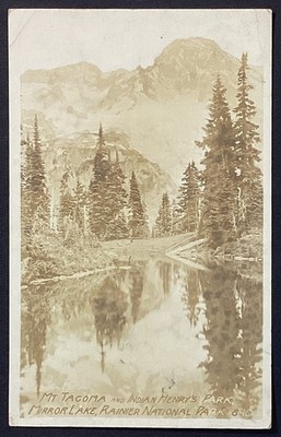 Mt Tacoma Mirror Lake Mount Rainier WA Real Photo Vintage RPPC Postcard Posted