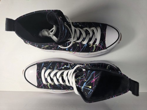 Converse Run Star Hike Hi Paint Splatter Black Canvas 571872C Womens - Sz 10.5 - Picture 6 of 8