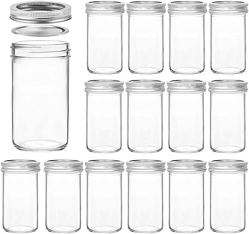 Mason Jars 12 OZ, 15 Pcs Canning Jars Jelly Jars with Regular Lids, Ideal for Ja - Picture 9 of 12