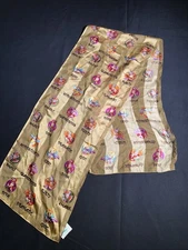 Cejon Scarf Gold Tones Whimsical 100% Polyester 13x60”