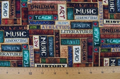 QUILTING TREASURES Stack of books Fabric, cotton quilting fabric - Price by the Half Metre