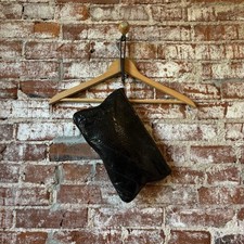 Vintage Black Snake Skin Leather Clutch Double Sided Used
