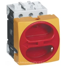 Baco Controls 0172341 63A 4 Pole Disc Sw, Panel Mnt, Yel/Red Pad MFGD