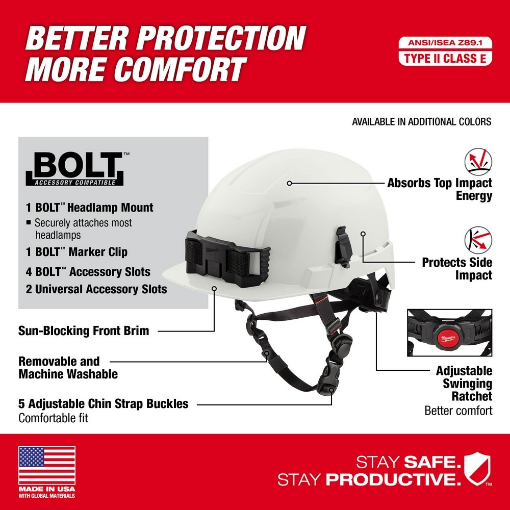 Milwaukee 48-73-1337 Gray Front Brim Helmet with BOLT - Type 2, Class E