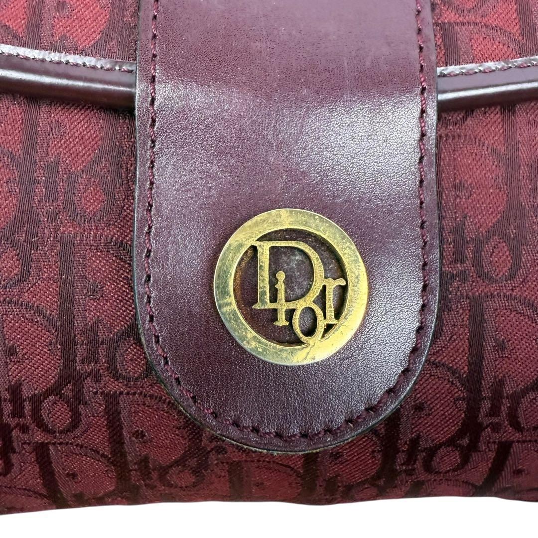 Christian Dior Crossbody Shoulder Bag Canvas Leather Red Gold Logo Authentic thumbnail 10