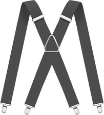 Men Heavy Duty Suspenders with Strong Clips Adjustable Braces X-Back for Work US