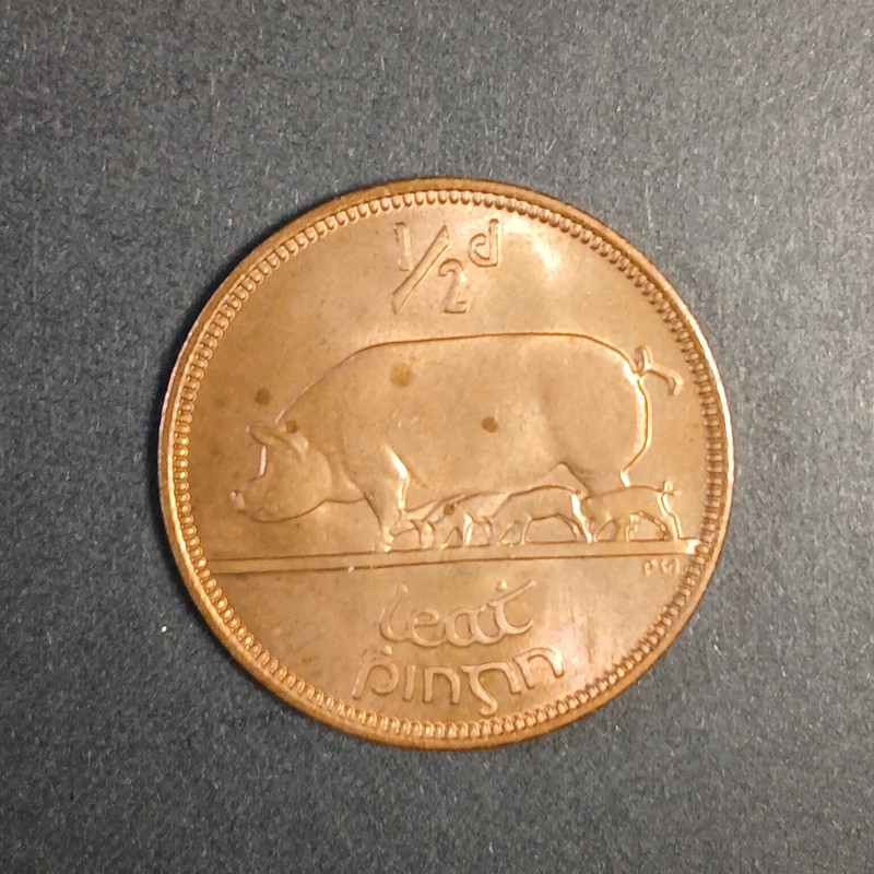 1953 Ireland 1/2 Half Penny High Grade! Beautiful!