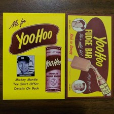 Mickey Mantle YANKEES Rare Limited Edition YOO-HOO TEE-SHIRT MLB Promo AD Cards