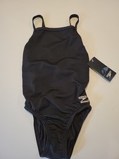 New 70 Speedo Pro LT Girls Size 6/22 Solid Black Race back One Piece Swimsuit