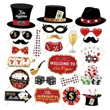 25 Pieces Casino Photo Booth Props, Las Vegas Photo Booth Props, Poker Selfie