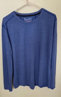 Under Armour HeatGear Fitted Long Sleeve Crew Neck Blue Polyester Shirt XL