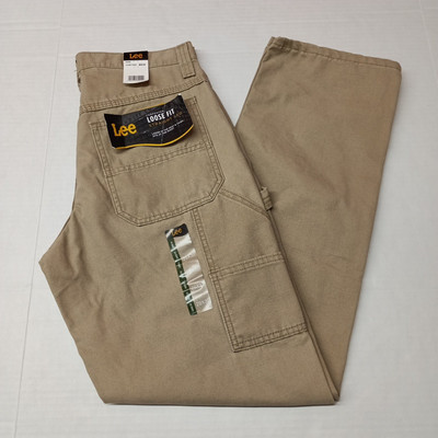 Lee Men's Loose Fit Straight Leg Carpenter Jeans Size 29x32 Beige