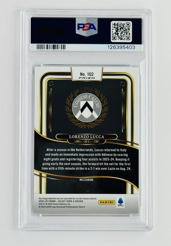 2024-25 Select Serie A Lorenzo Lucca White Sparkle SSP PSA 10 GEM MT Pop 1🔥 - Imagem 2 de 2