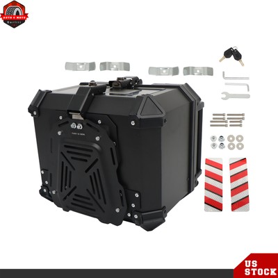 45L Motorcycle Rear Tour Box Top Case with Security Lock Helmet Case Waterproof