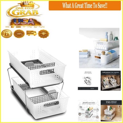Frost 2-Tier Under Sink Organizer with Sliding Baskets Adjustable Dividers