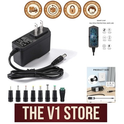 Multi-Device 12V 2A Adapter with 8 Tips - Intelligent Current Identification