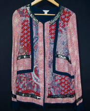 Monsoon:  Vintage Multicoloured Kimono Sequined Kantha Style Jacket - Size 18