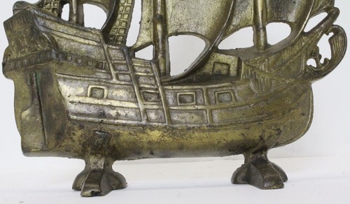 Antique bronze old and big sailing ship door stop - Picture 2 of 7