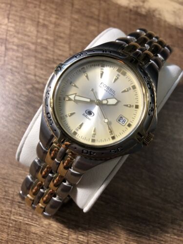 Fossil Men’s Watch Stainless Steel WR 100M Wristwatch Rotating Bezel New Battery - Picture 19 of 19
