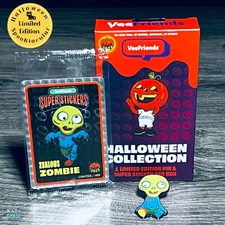 Zealous Zombie Spooktacular Pin & Standard Super Sticker & Box /199 VeeFriends