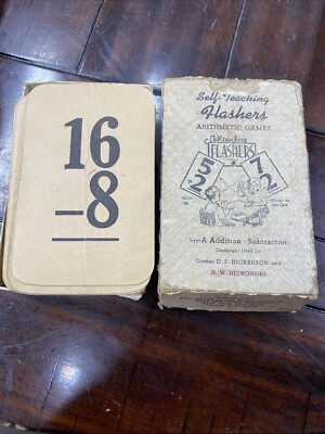 Vintage Self-Teaching Flash Cards  Arithmetic Games  1945