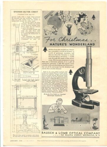 Publicidad impresa Microscopio Bausch & Lomb para Navidad 1936 anuncio de 2/3 páginas - Imagen 2 de 4